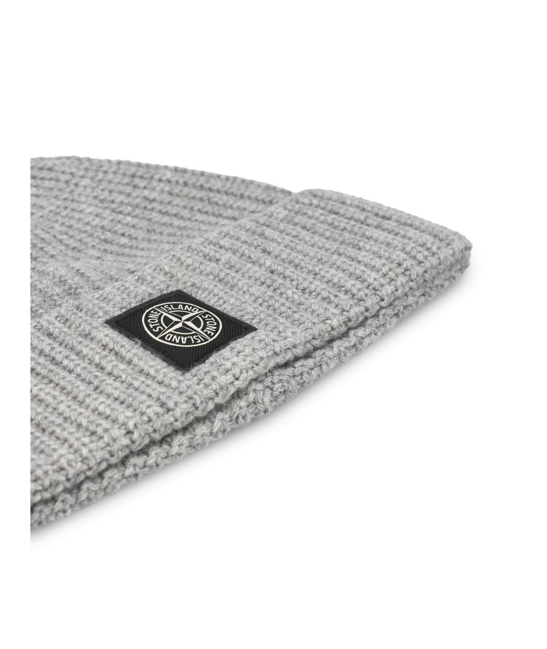 STONE ISLAND Серая шерстяная шапка, фото 3