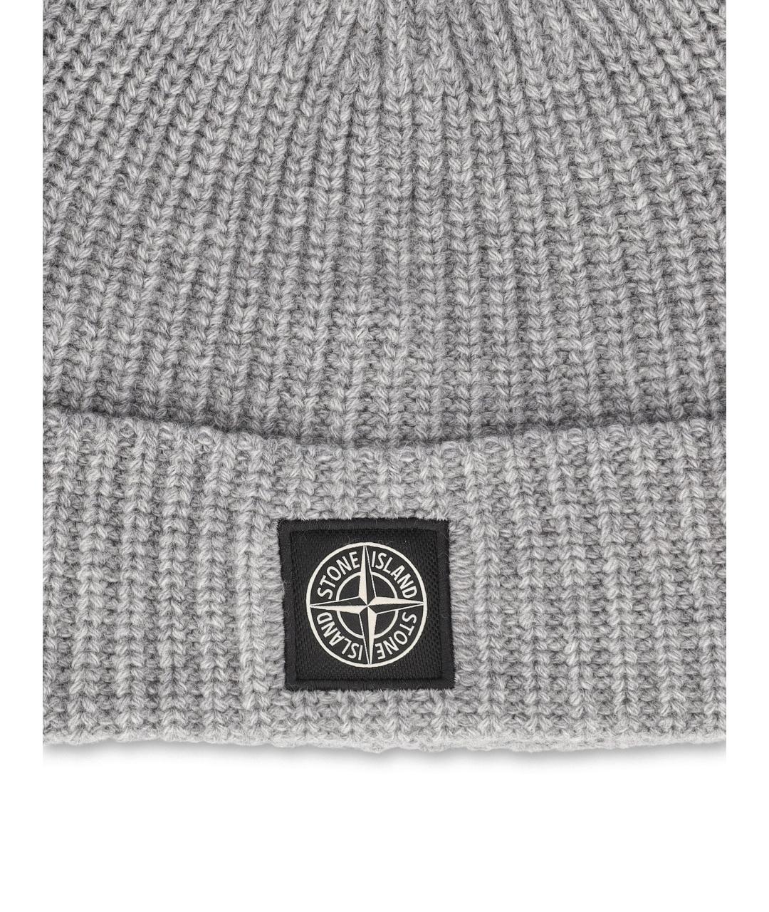 STONE ISLAND Серая шерстяная шапка, фото 4