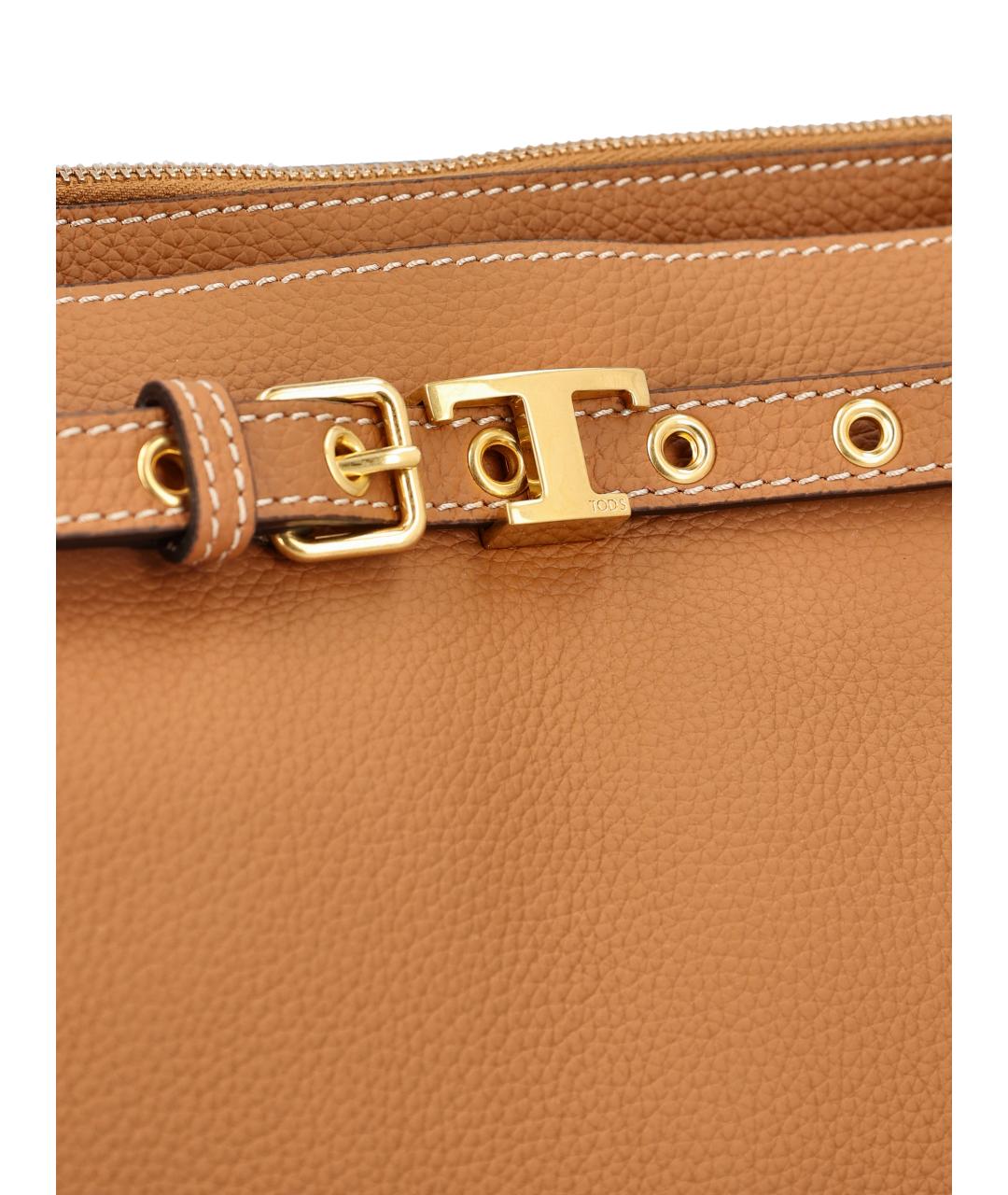 TOD'S Бежевая кожаная сумка тоут, фото 4