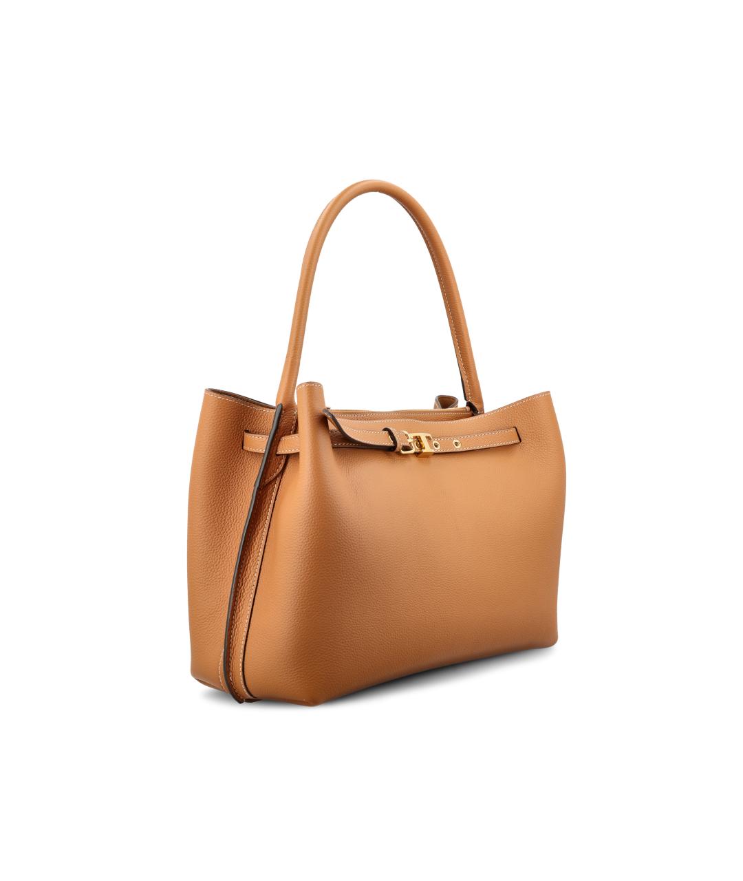 TOD'S Бежевая кожаная сумка тоут, фото 3