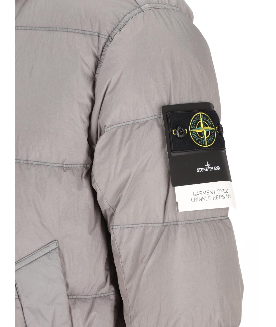 STONE ISLAND Серый полиамидовый пуховик, фото 4
