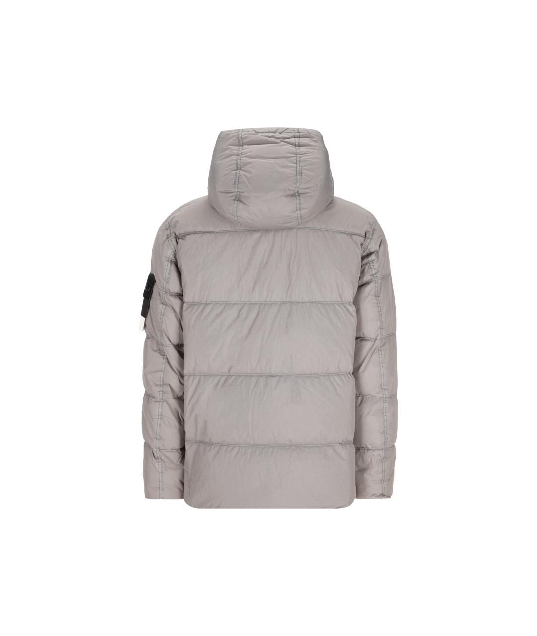 STONE ISLAND Серый полиамидовый пуховик, фото 2