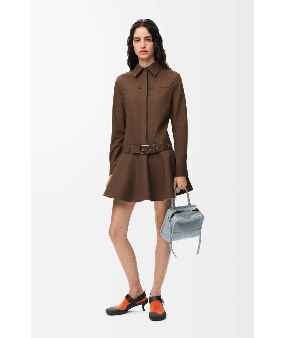 LOEWE Коричневое полиэстеровое повседневное платье, фото 5