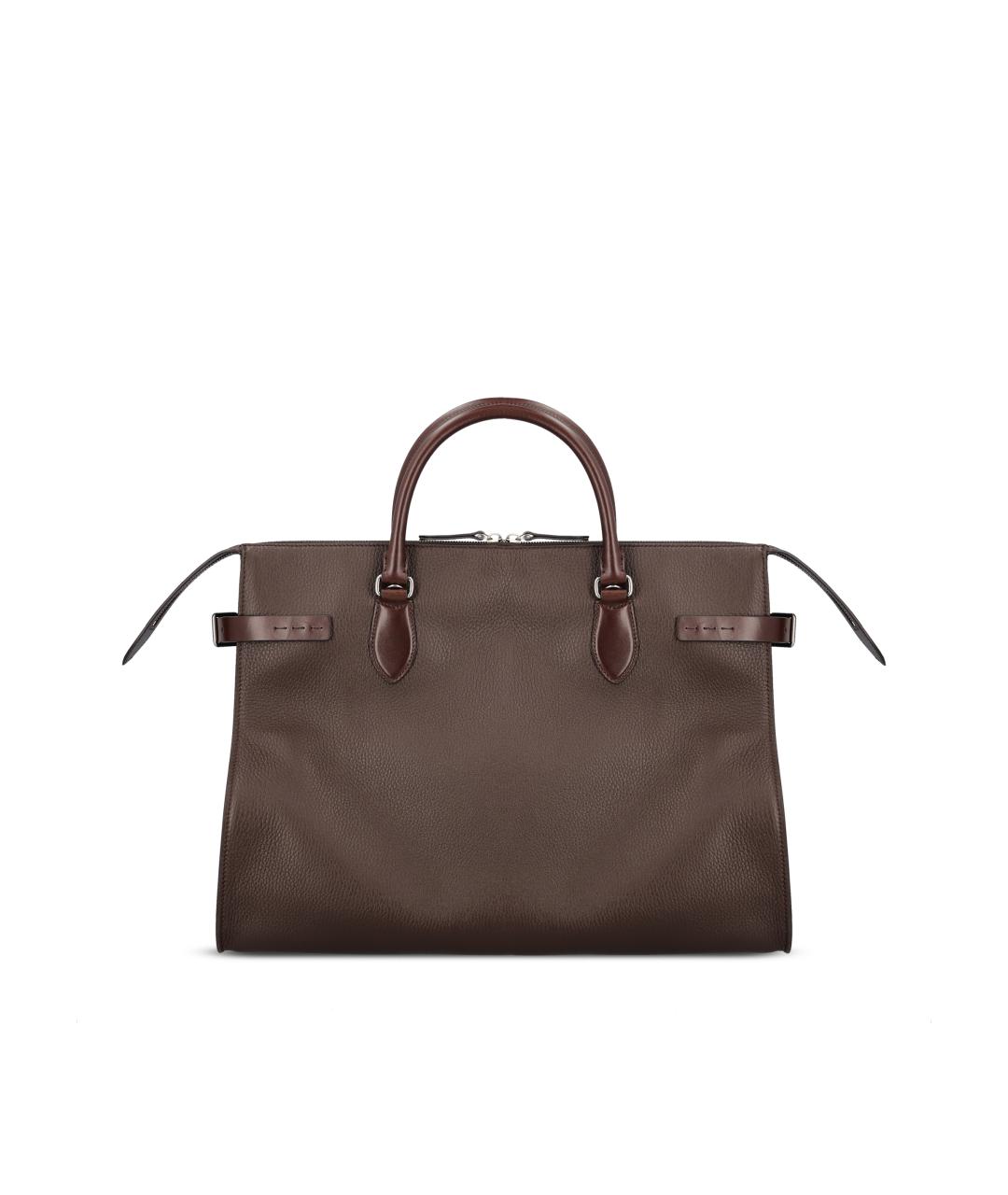 VALENTINO Коричневый кожаный портфель, фото 2