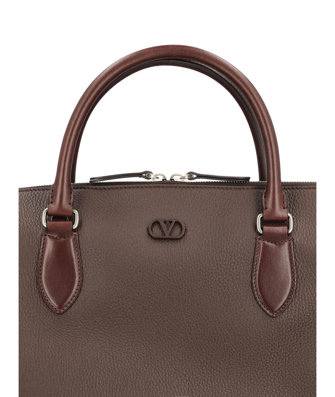 VALENTINO Коричневый кожаный портфель, фото 4