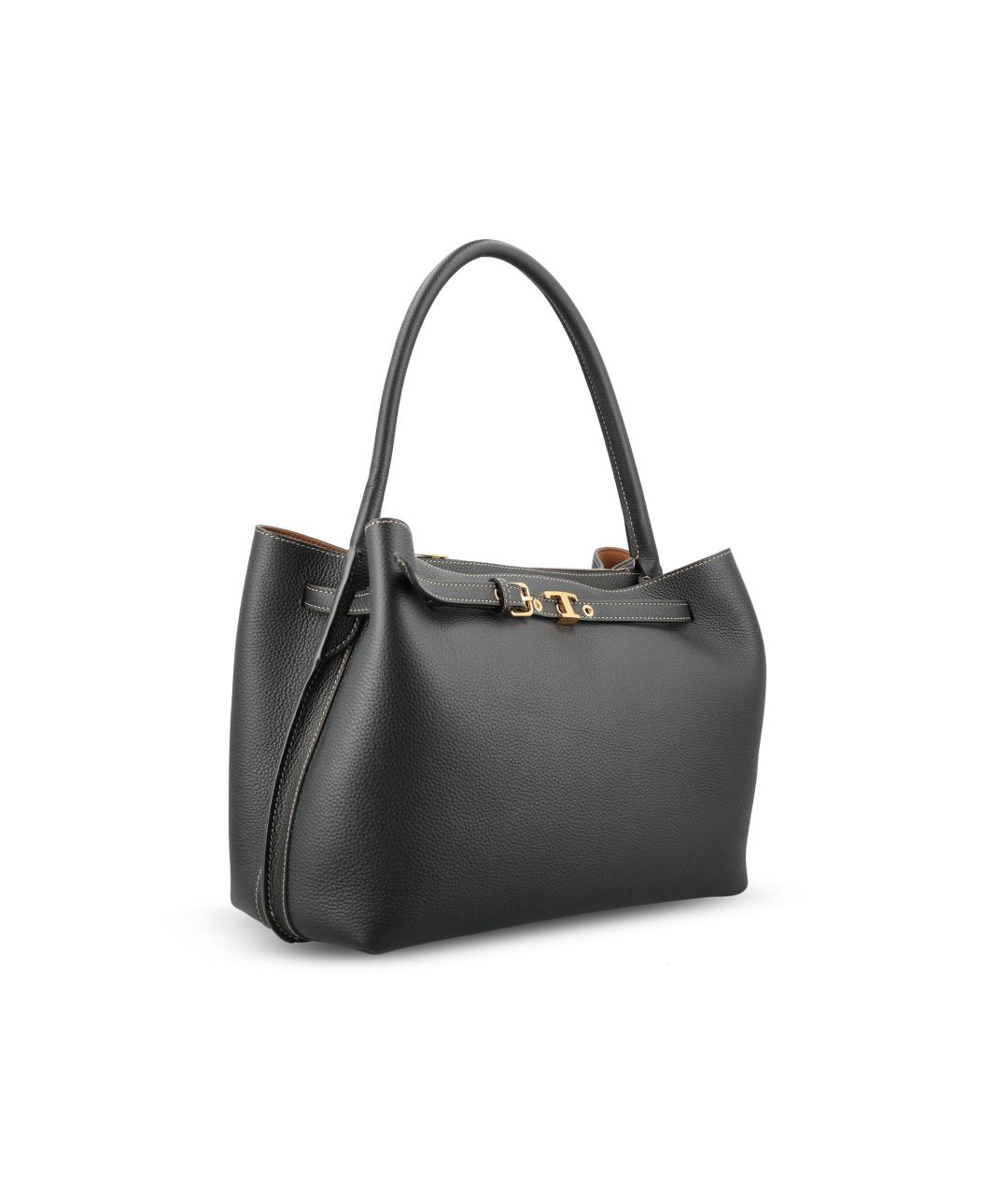 TOD'S Черная кожаная сумка тоут, фото 3
