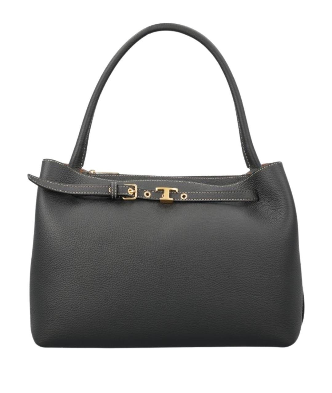 TOD'S Черная кожаная сумка тоут, фото 1