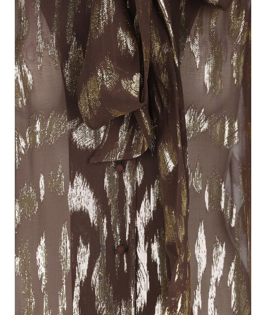VALENTINO Коричневая шелковая блузы, фото 3
