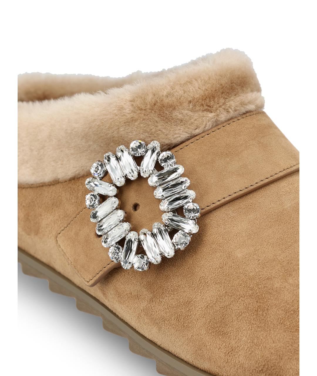 ROGER VIVIER Бежевые замшевые сабо, фото 4