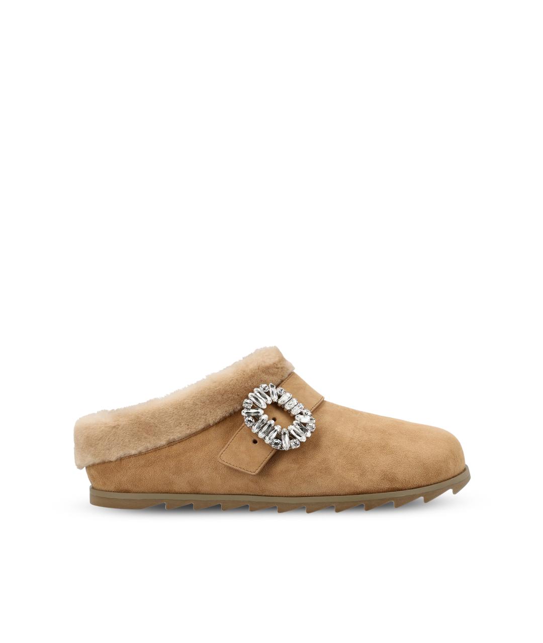 ROGER VIVIER Бежевые замшевые сабо, фото 5