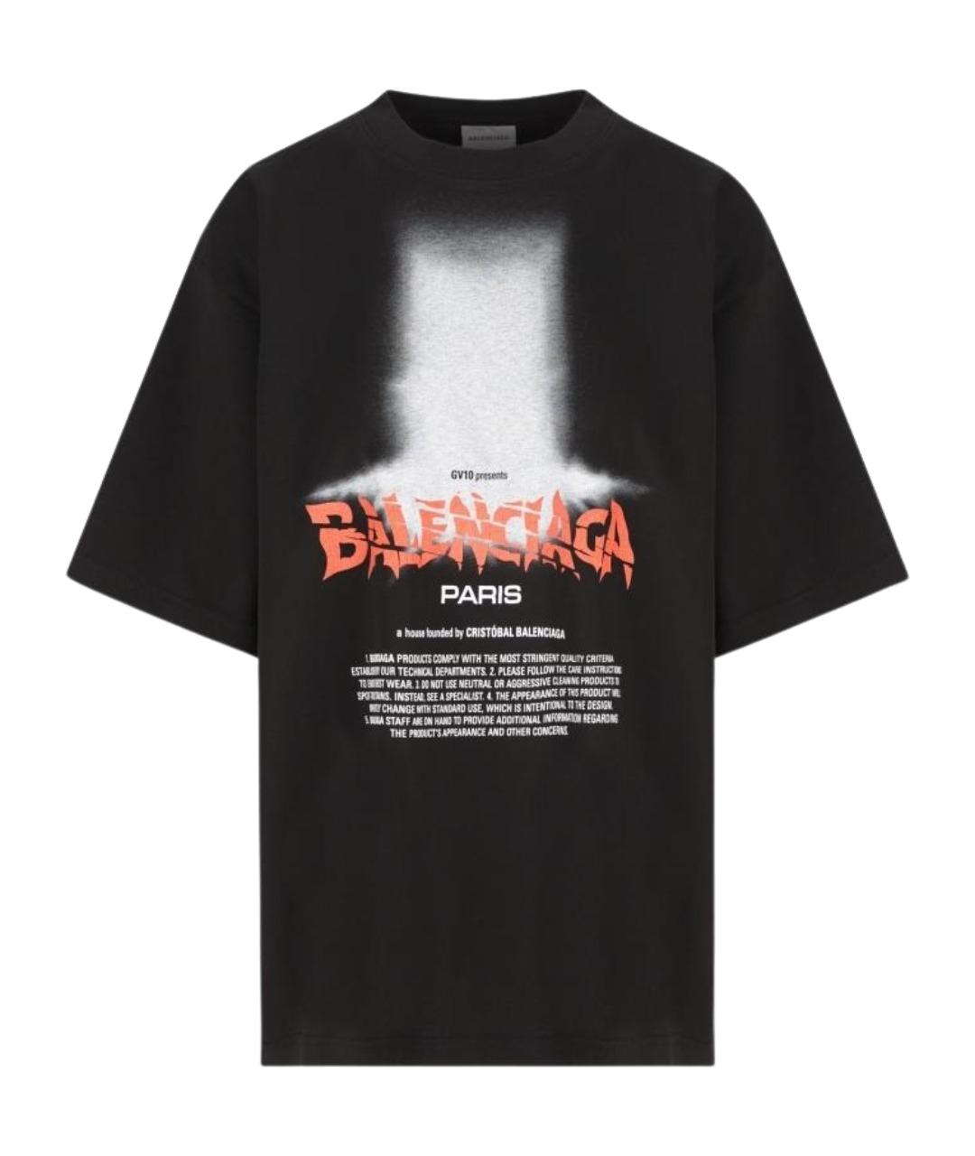 BALENCIAGA Черная хлопковая футболка, фото 1