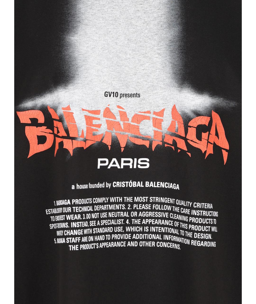 BALENCIAGA Черная хлопковая футболка, фото 3