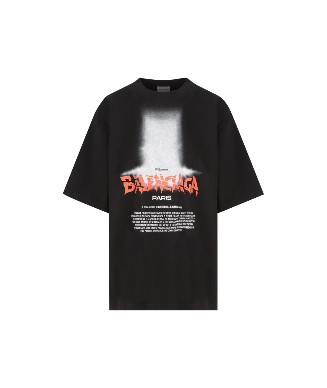 BALENCIAGA Черная хлопковая футболка, фото 5