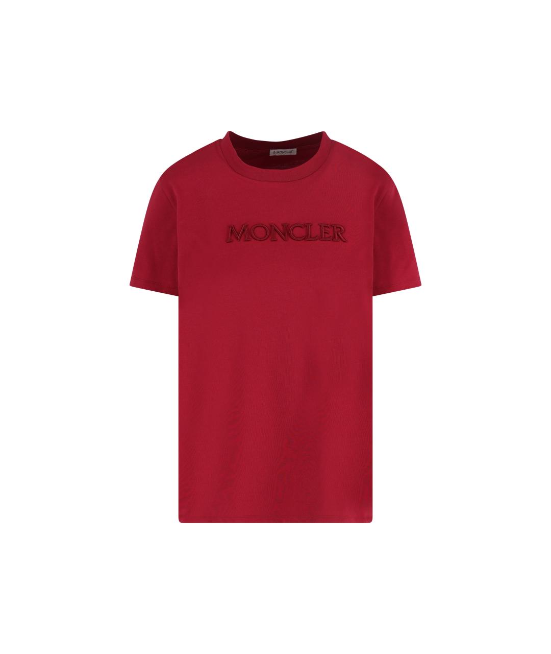 MONCLER Красная хлопковая футболка, фото 1