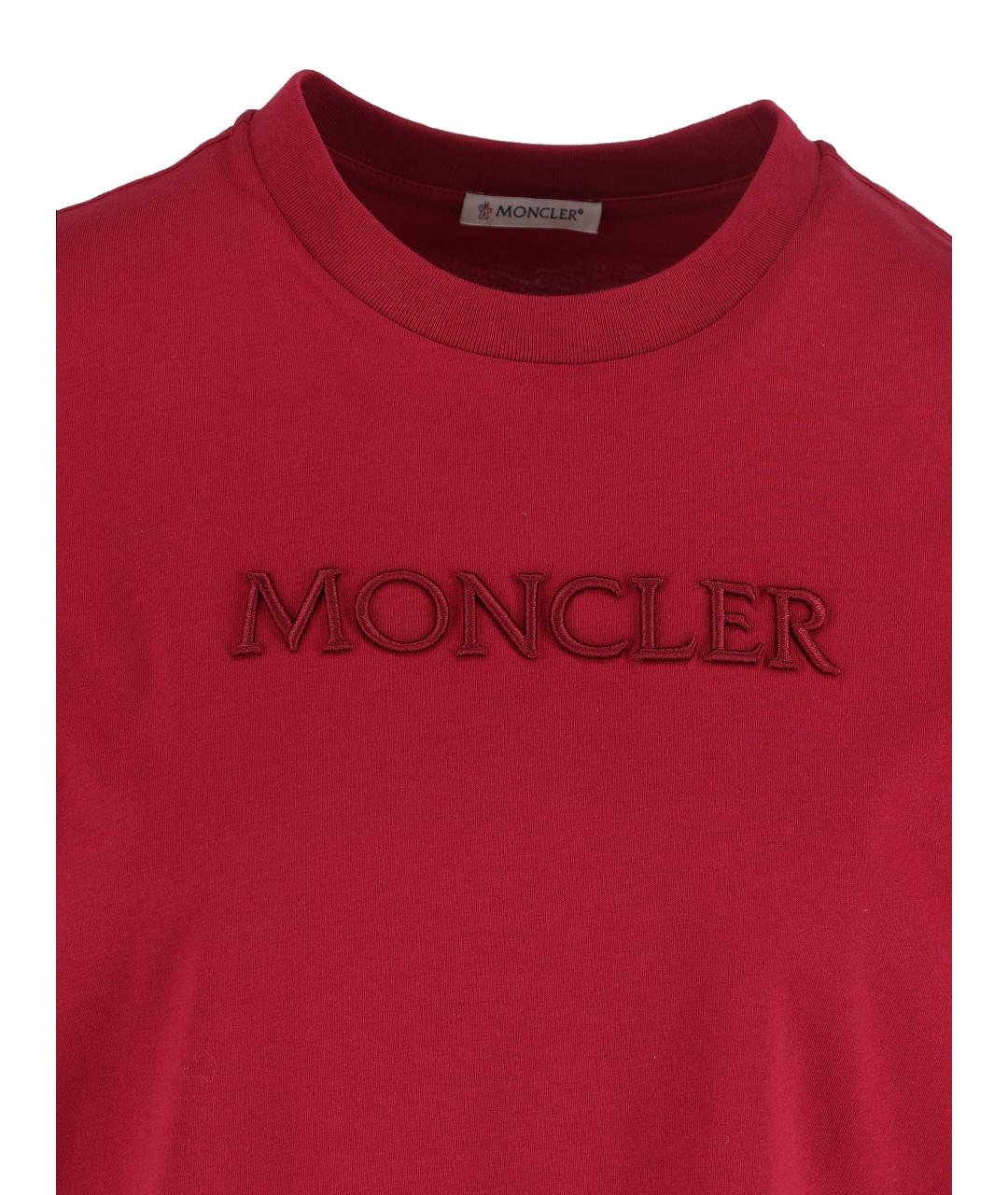 MONCLER Красная хлопковая футболка, фото 3