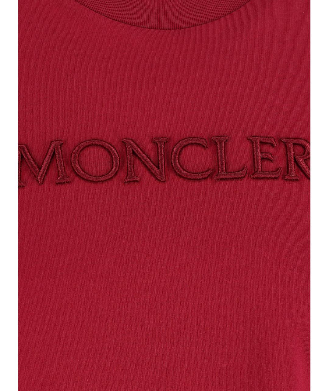 MONCLER Красная хлопковая футболка, фото 4