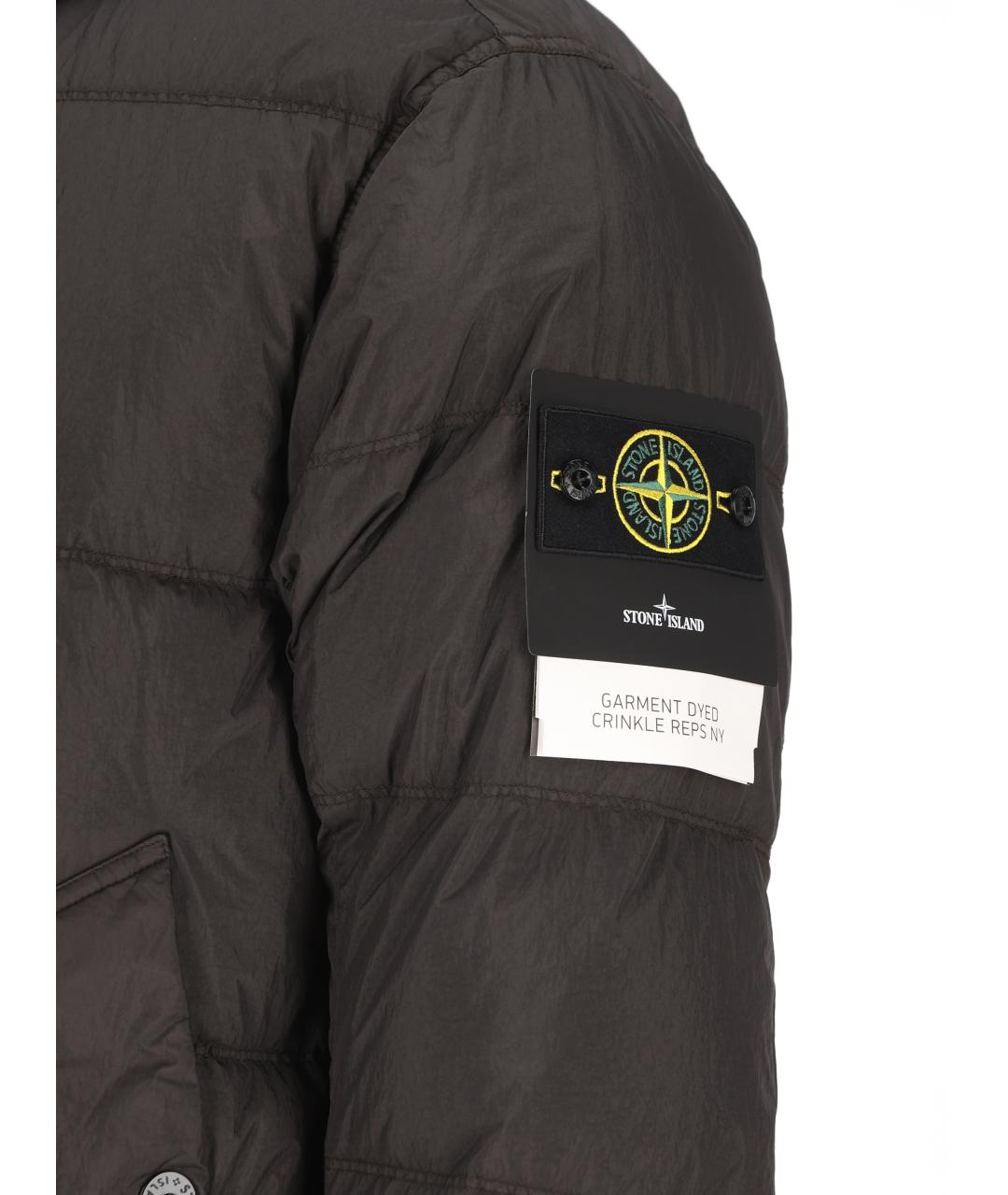 STONE ISLAND Серый полиамидовый пуховик, фото 4