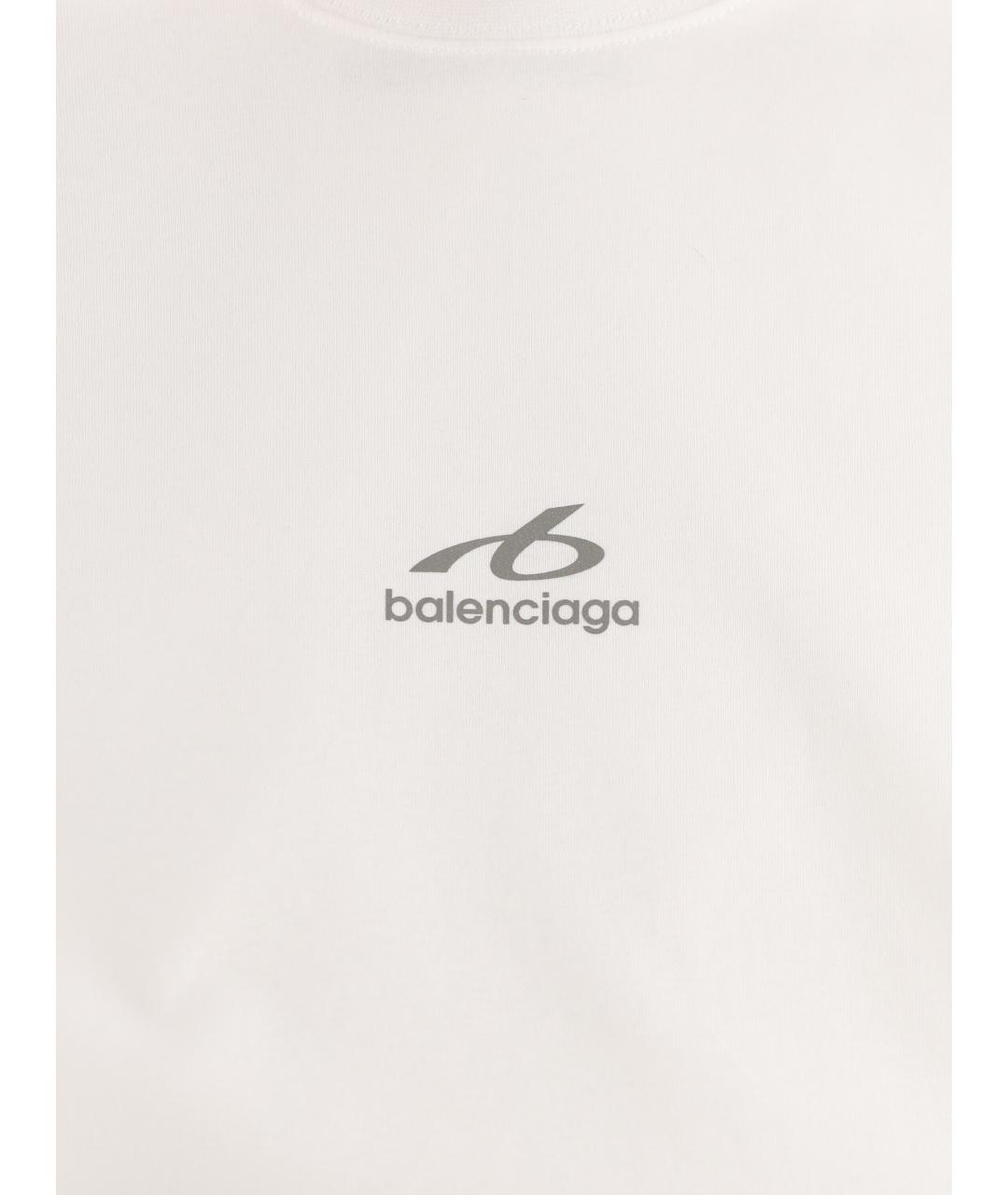 BALENCIAGA Белая хлопковая футболка, фото 4