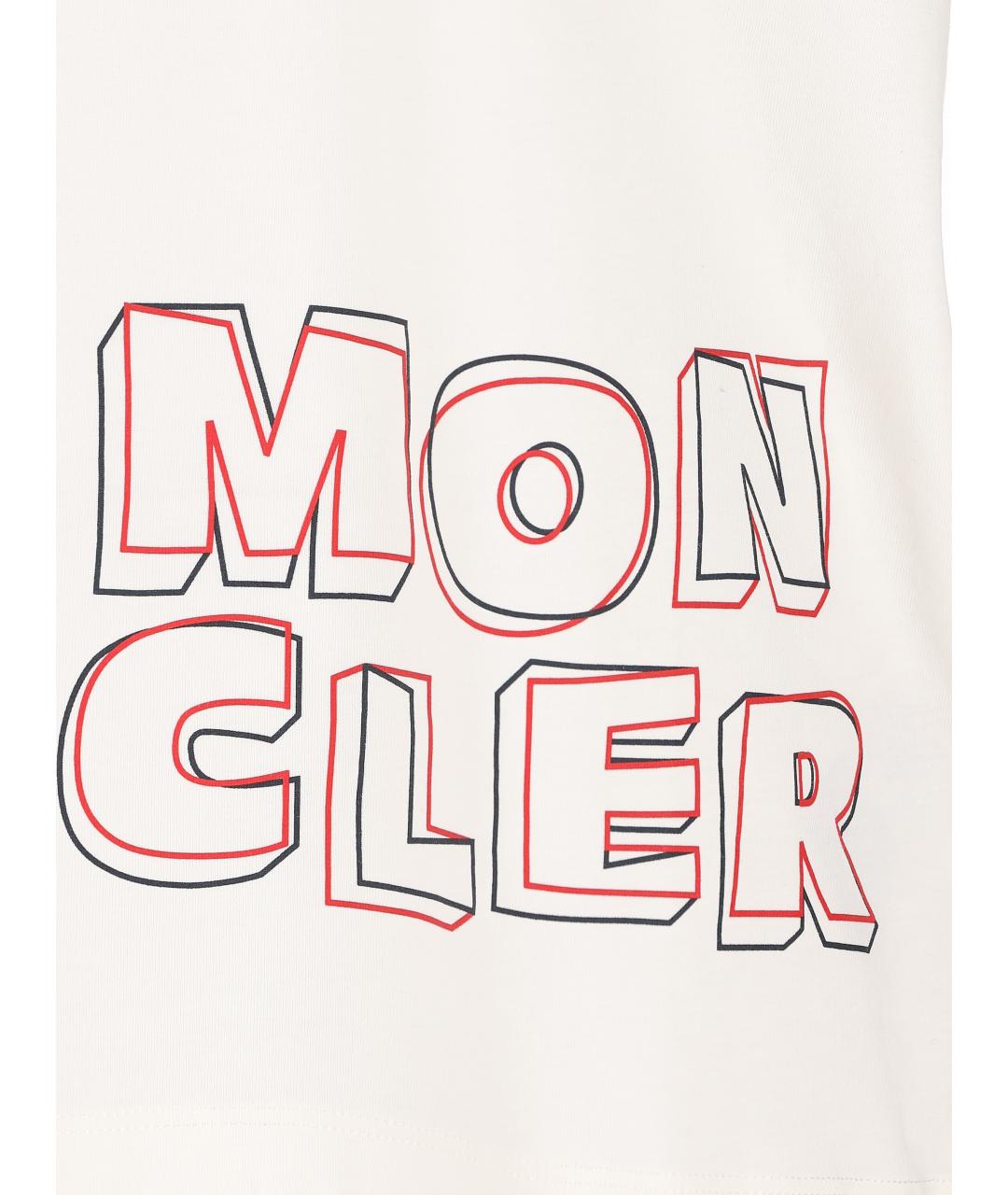 MONCLER KIDS Белая хлопковая детская футболка, фото 4