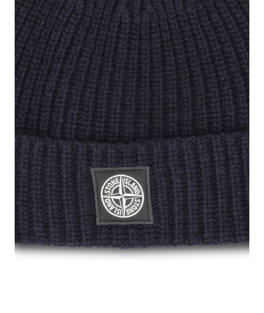 STONE ISLAND Темно-синяя шерстяная шапка, фото 3