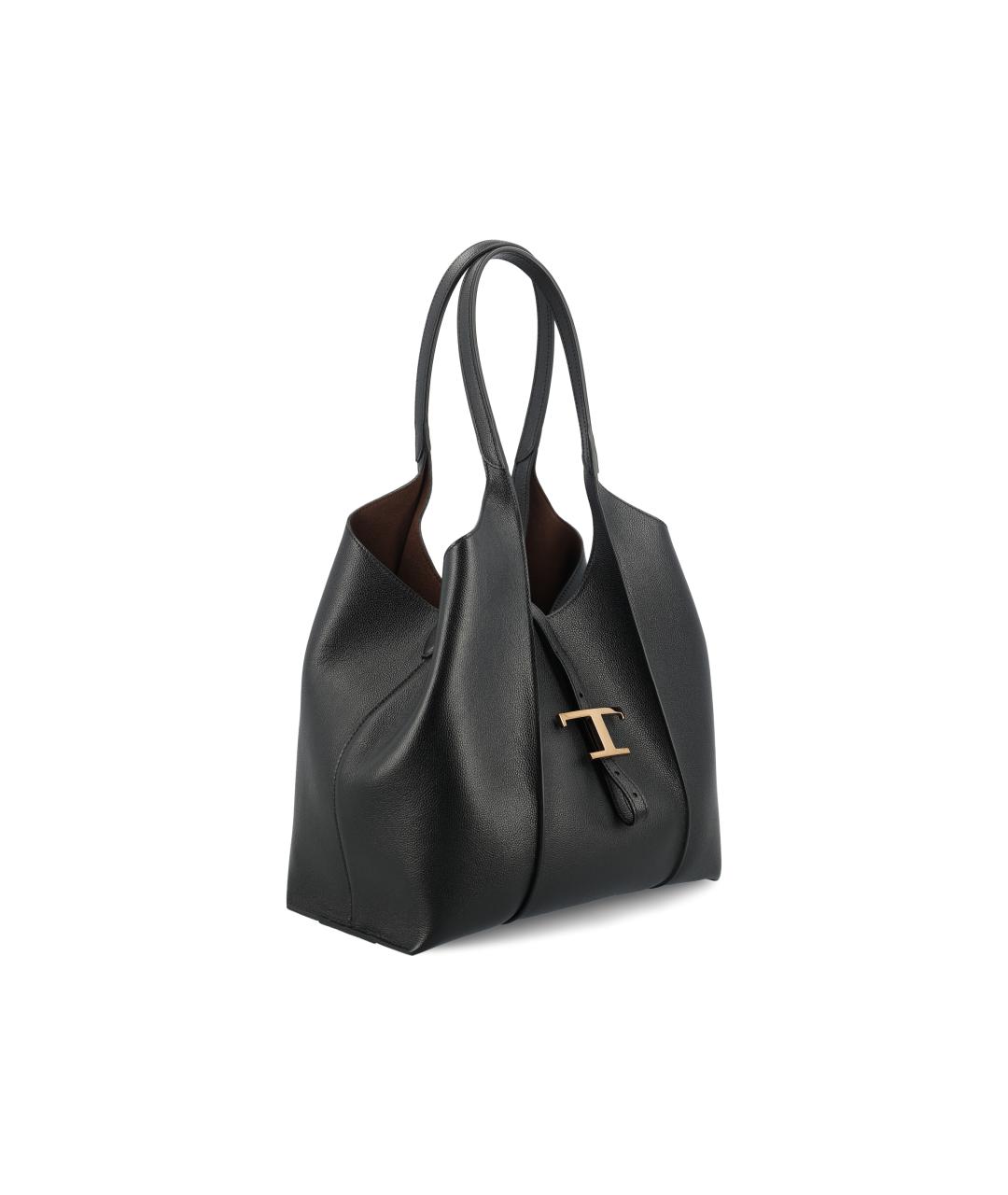 TOD'S Черная кожаная сумка тоут, фото 3