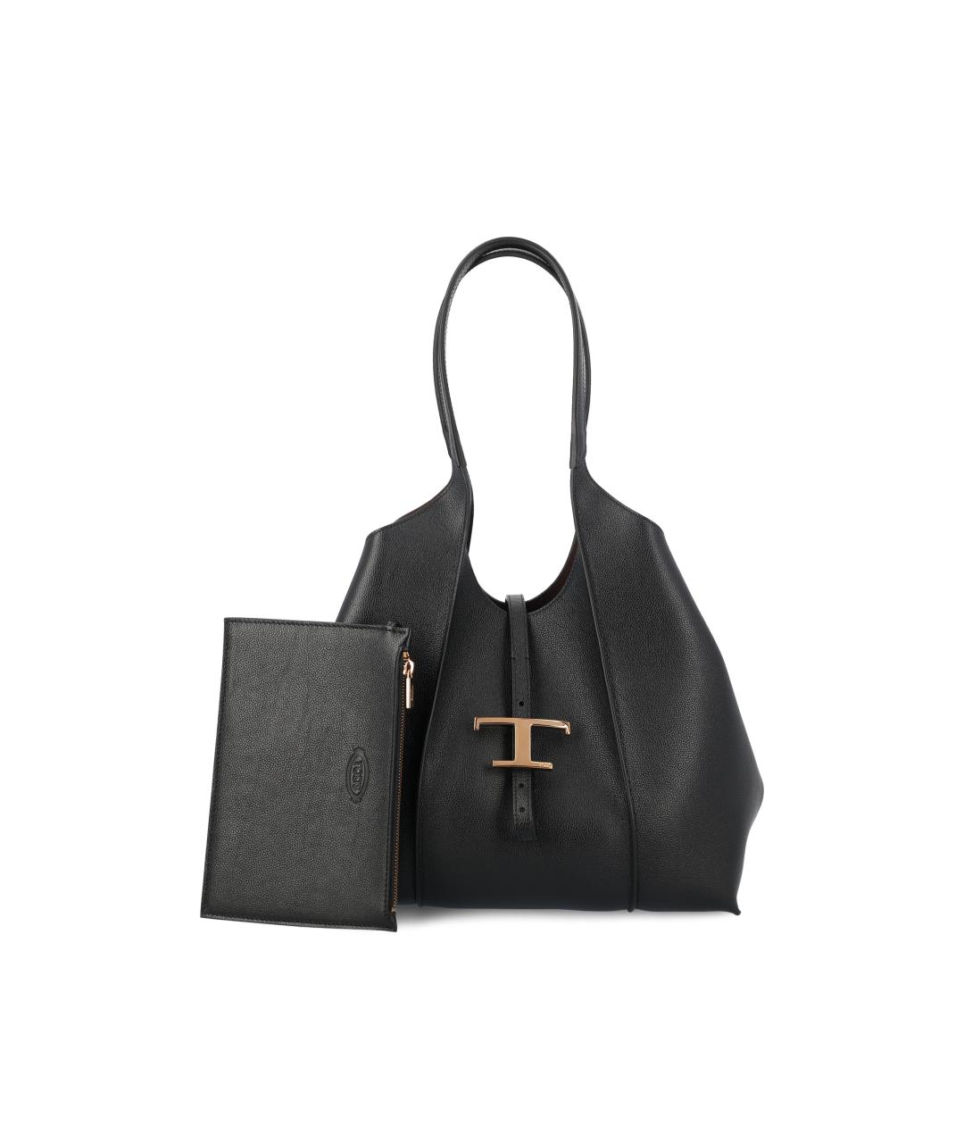 TOD'S Черная кожаная сумка тоут, фото 5
