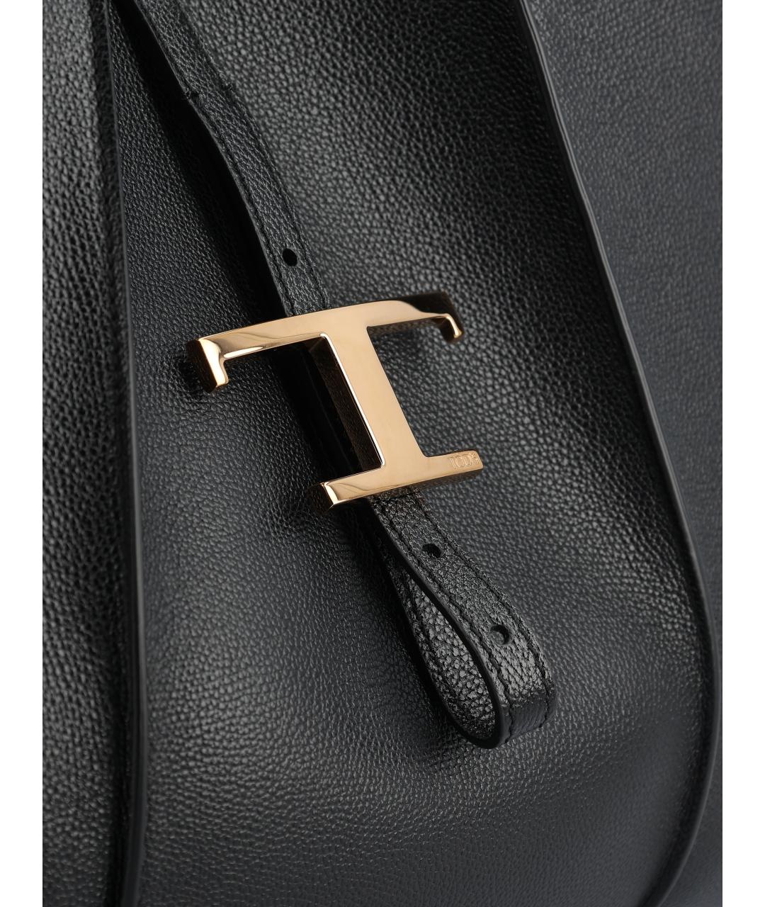 TOD'S Черная кожаная сумка тоут, фото 4
