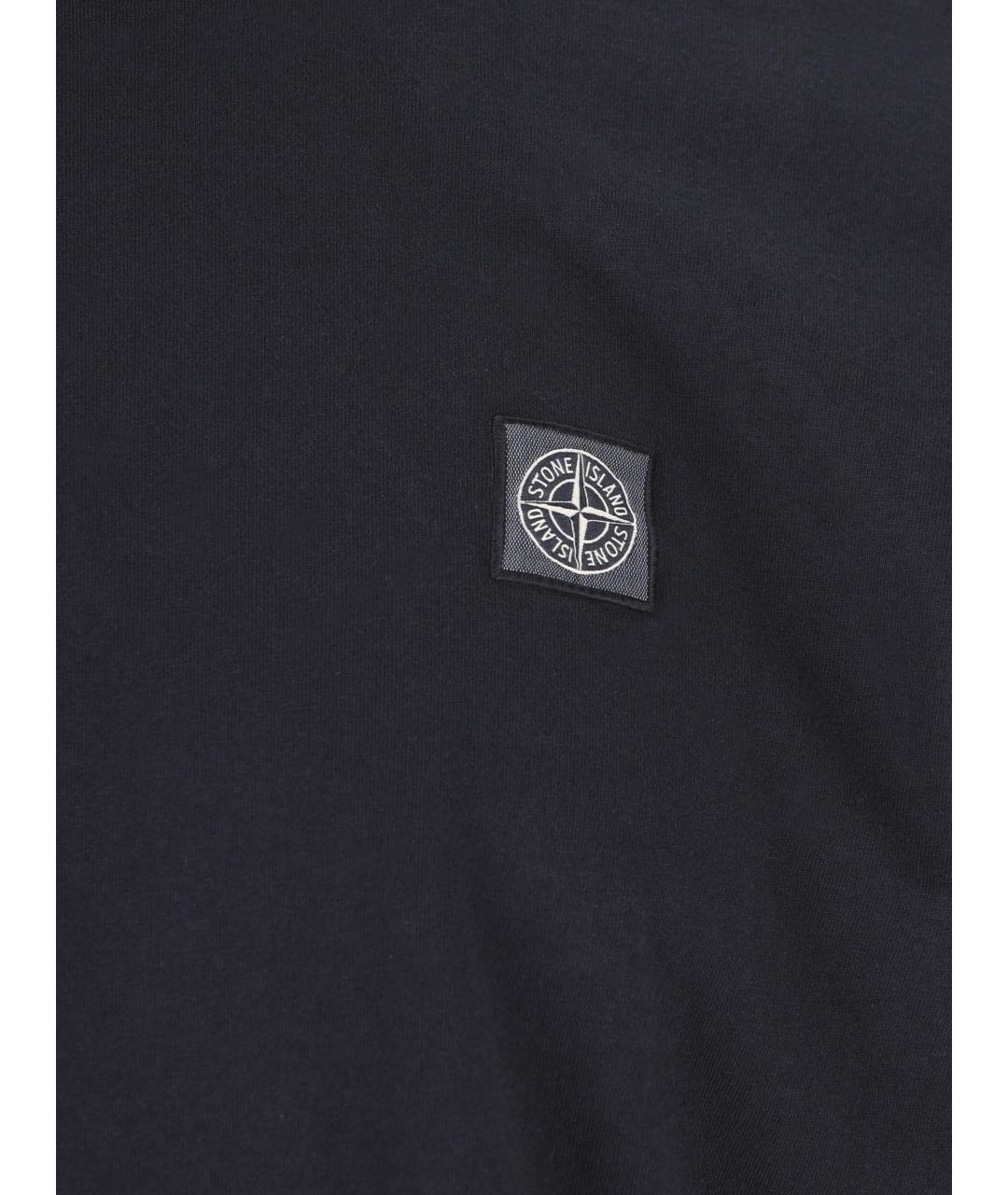 STONE ISLAND Темно-синяя хлопковая футболка, фото 3