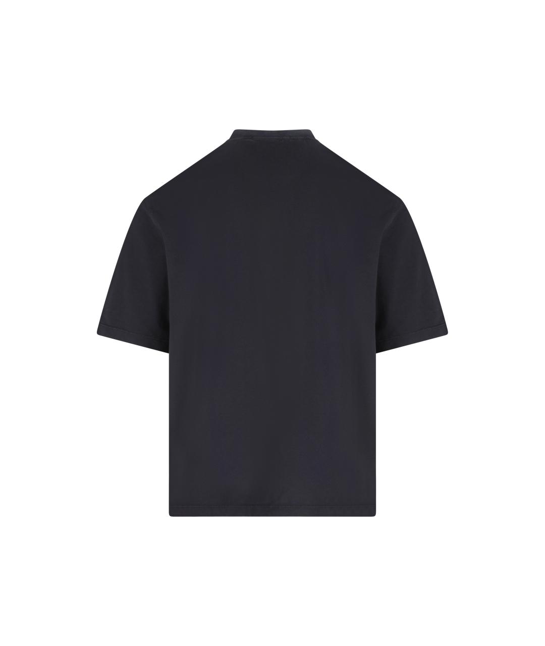STONE ISLAND Темно-синяя хлопковая футболка, фото 2