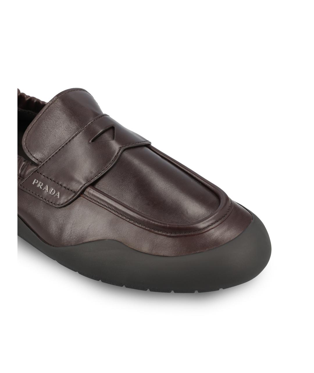 PRADA Коричневые кожаные лоферы, фото 4