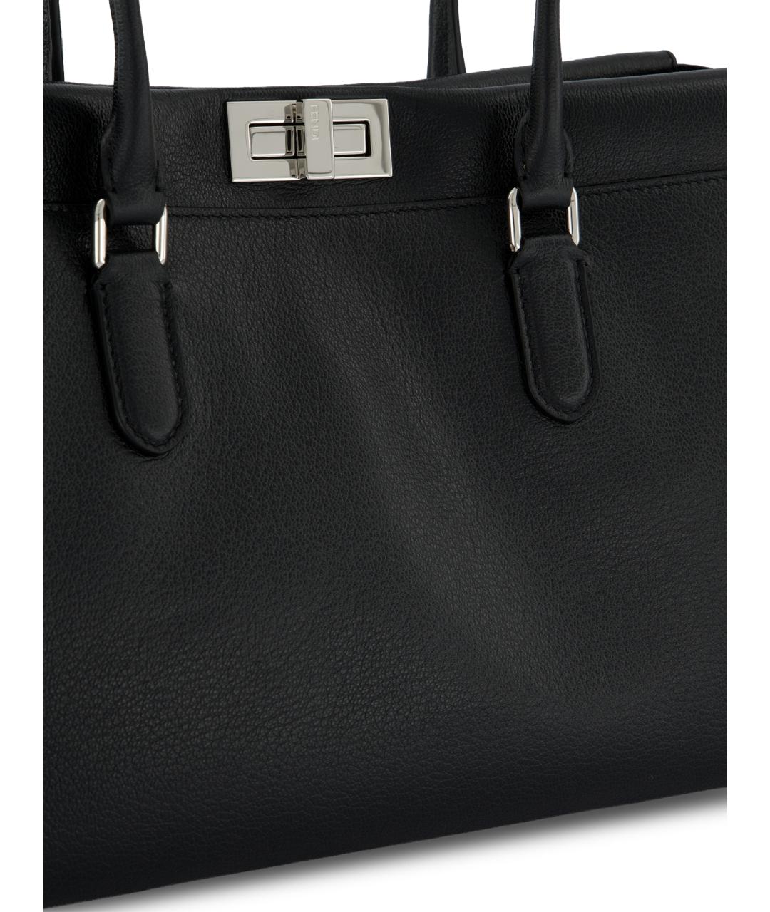 FENDI Черная кожаная сумка тоут, фото 4