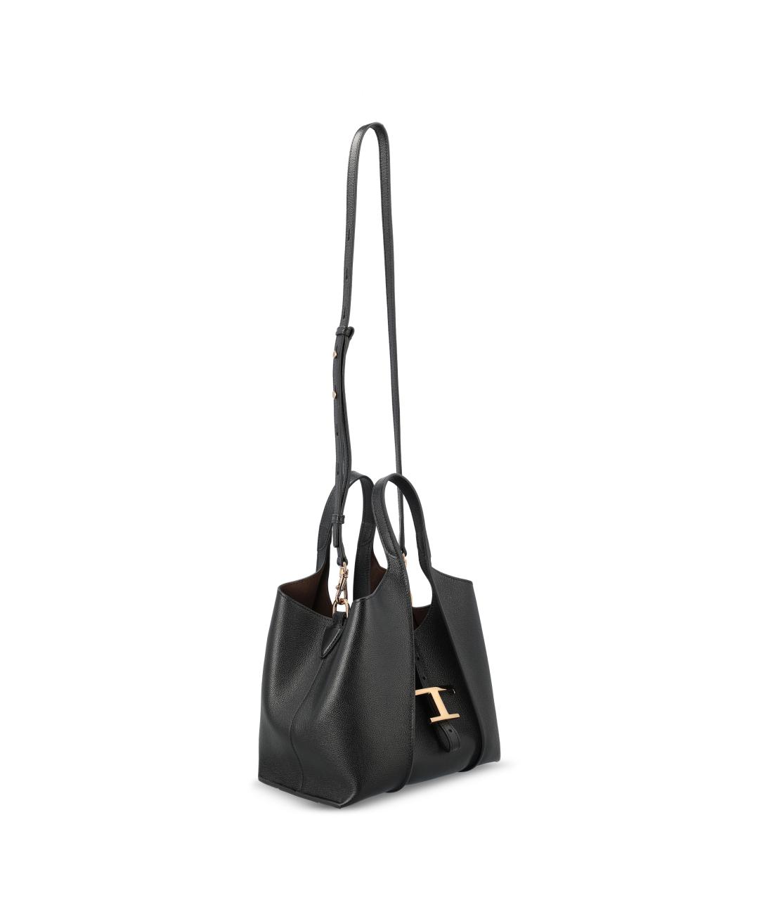 TOD'S Черная кожаная сумка тоут, фото 3