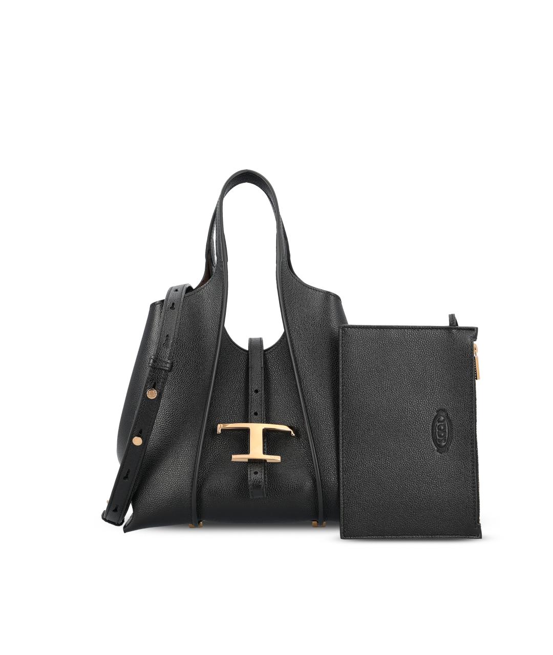 TOD'S Черная кожаная сумка тоут, фото 5