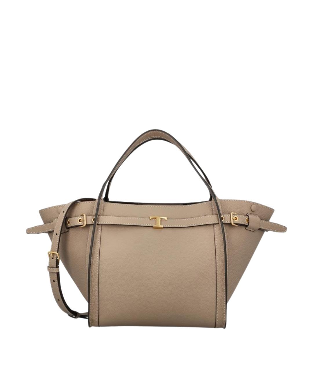 TOD'S Бежевая кожаная сумка тоут, фото 1