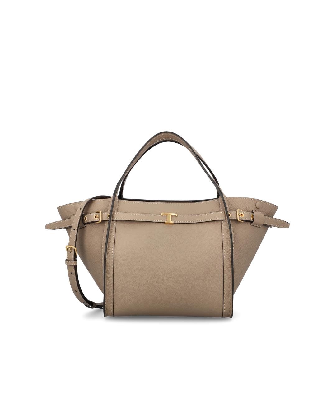 TOD'S Бежевая кожаная сумка тоут, фото 5