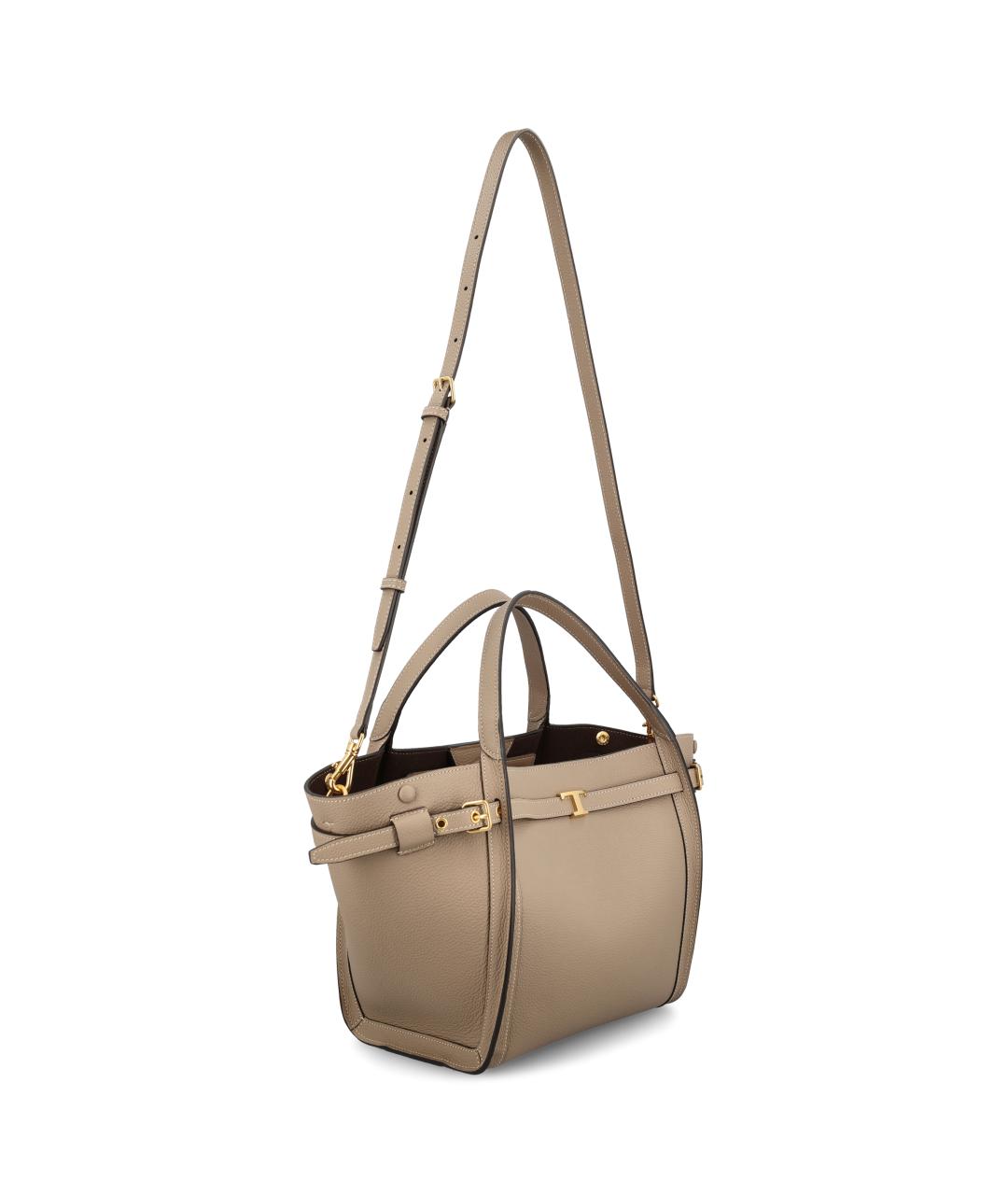 TOD'S Бежевая кожаная сумка тоут, фото 3