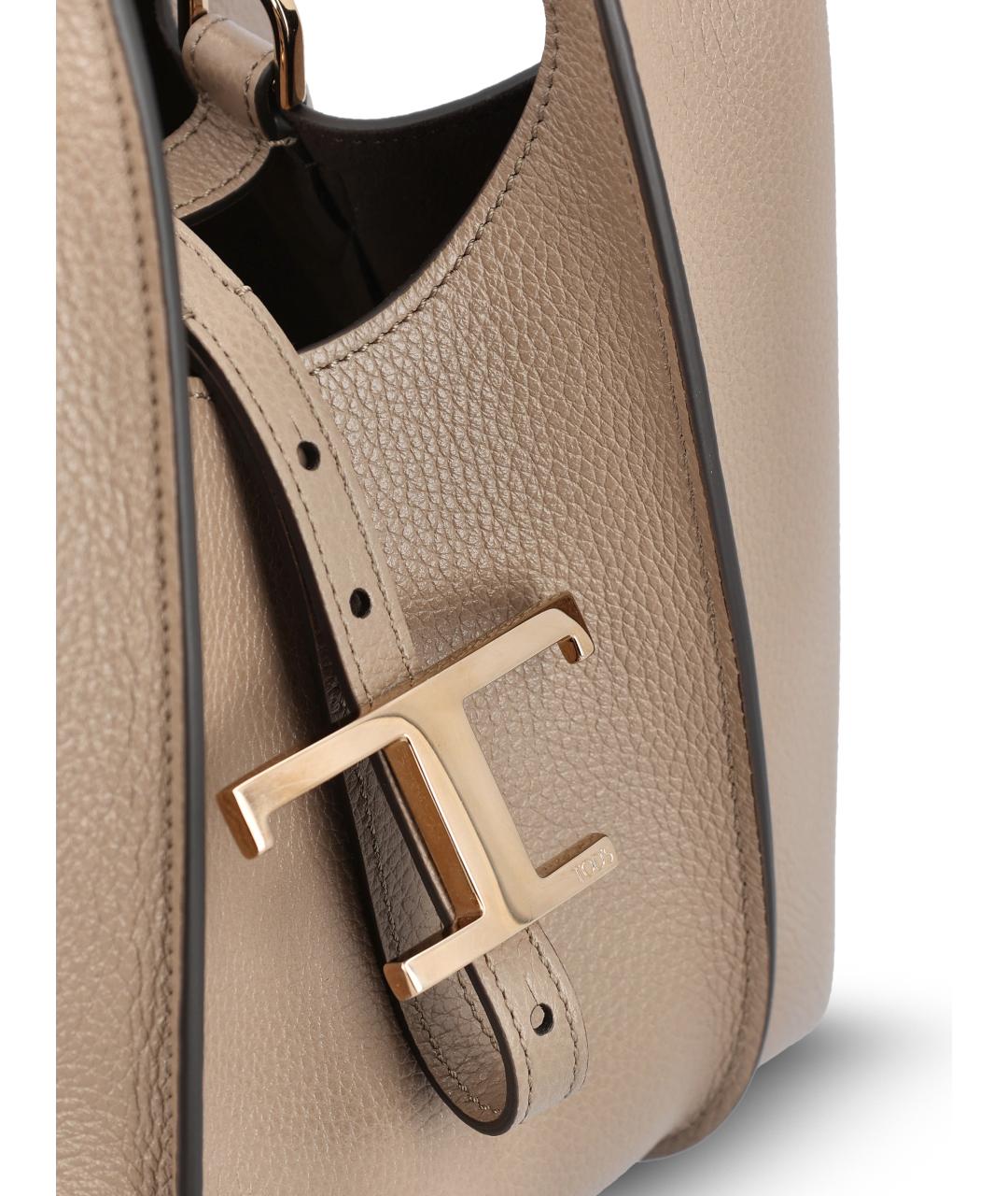 TOD'S Бежевая кожаная сумка тоут, фото 4