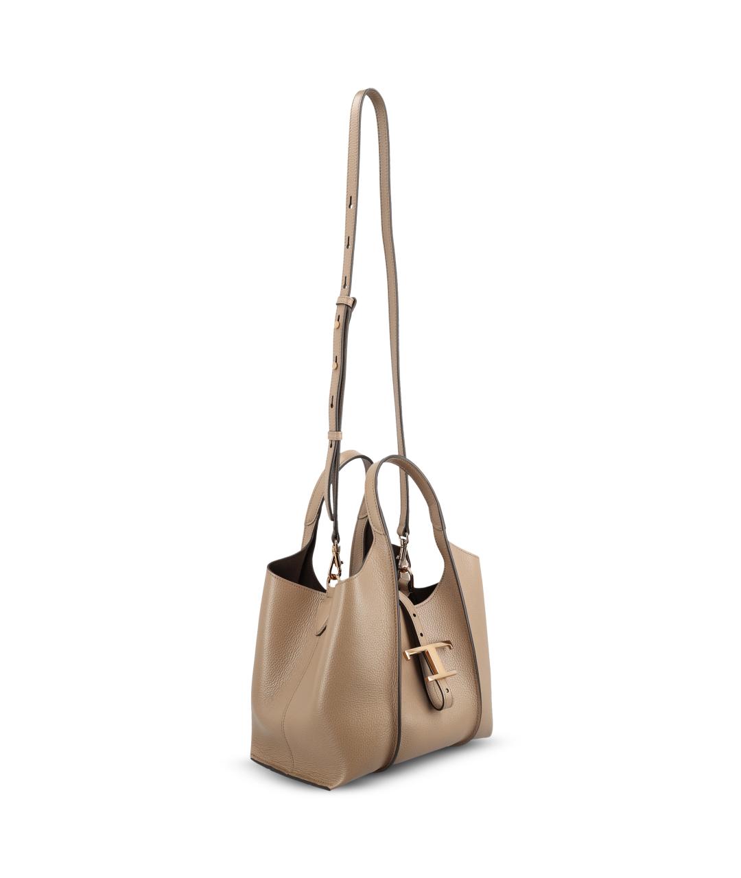 TOD'S Бежевая кожаная сумка тоут, фото 3