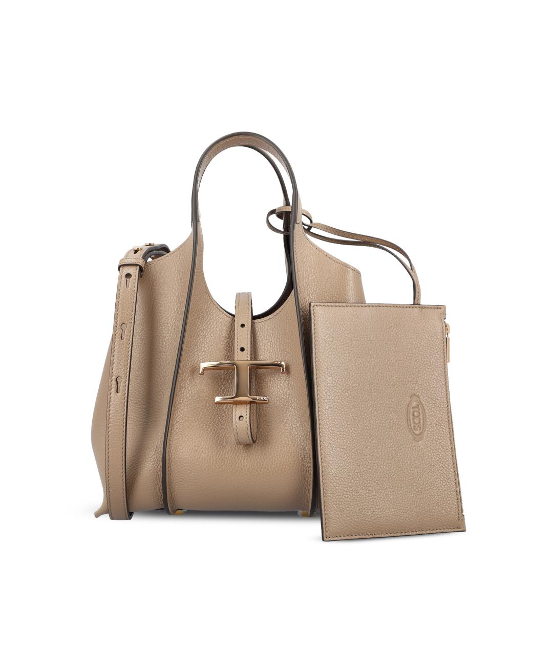 TOD'S Бежевая кожаная сумка тоут, фото 5
