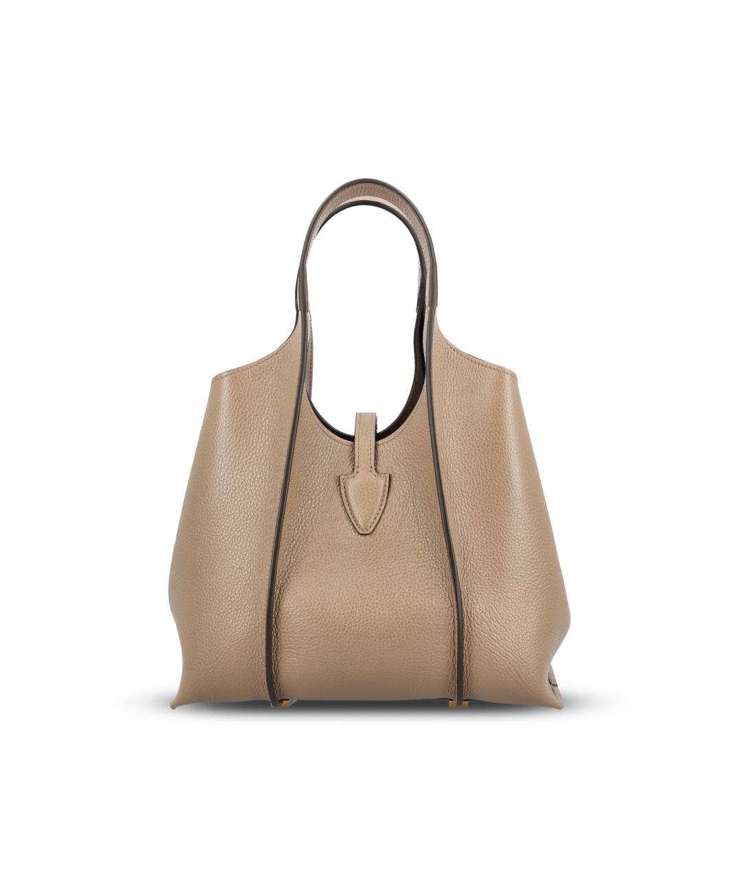 TOD'S Бежевая кожаная сумка тоут, фото 2