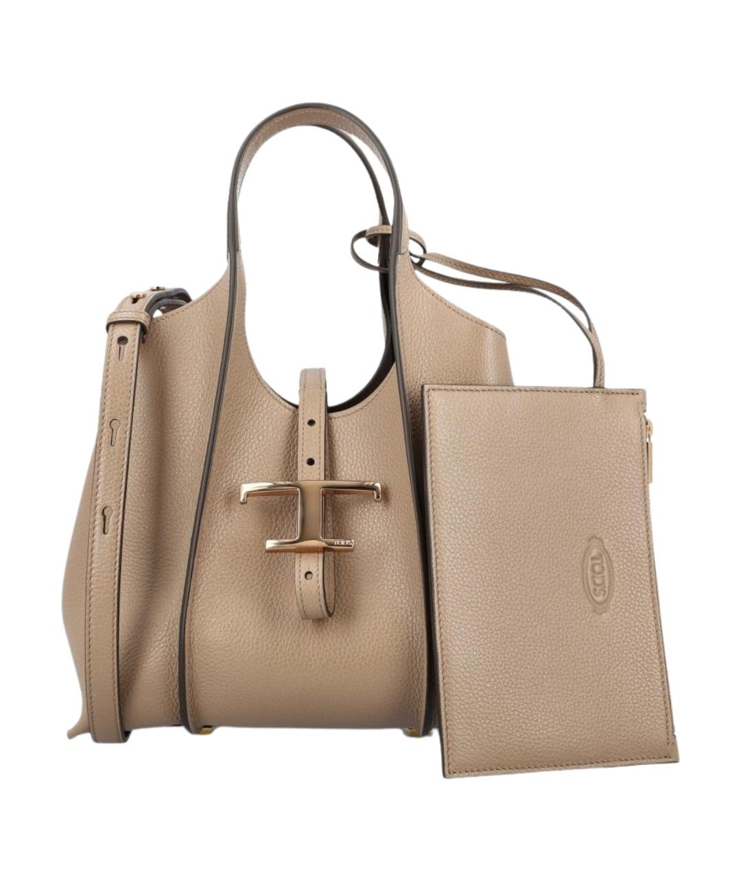 TOD'S Бежевая кожаная сумка тоут, фото 1