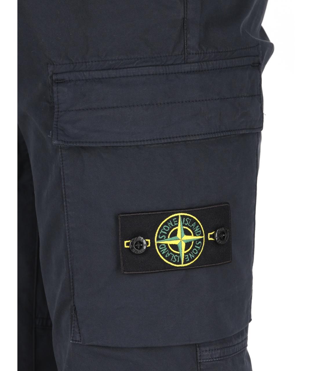 STONE ISLAND Темно-синие хлопковые повседневные брюки, фото 3