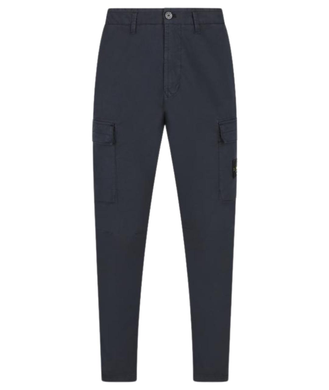 STONE ISLAND Темно-синие хлопковые повседневные брюки, фото 1