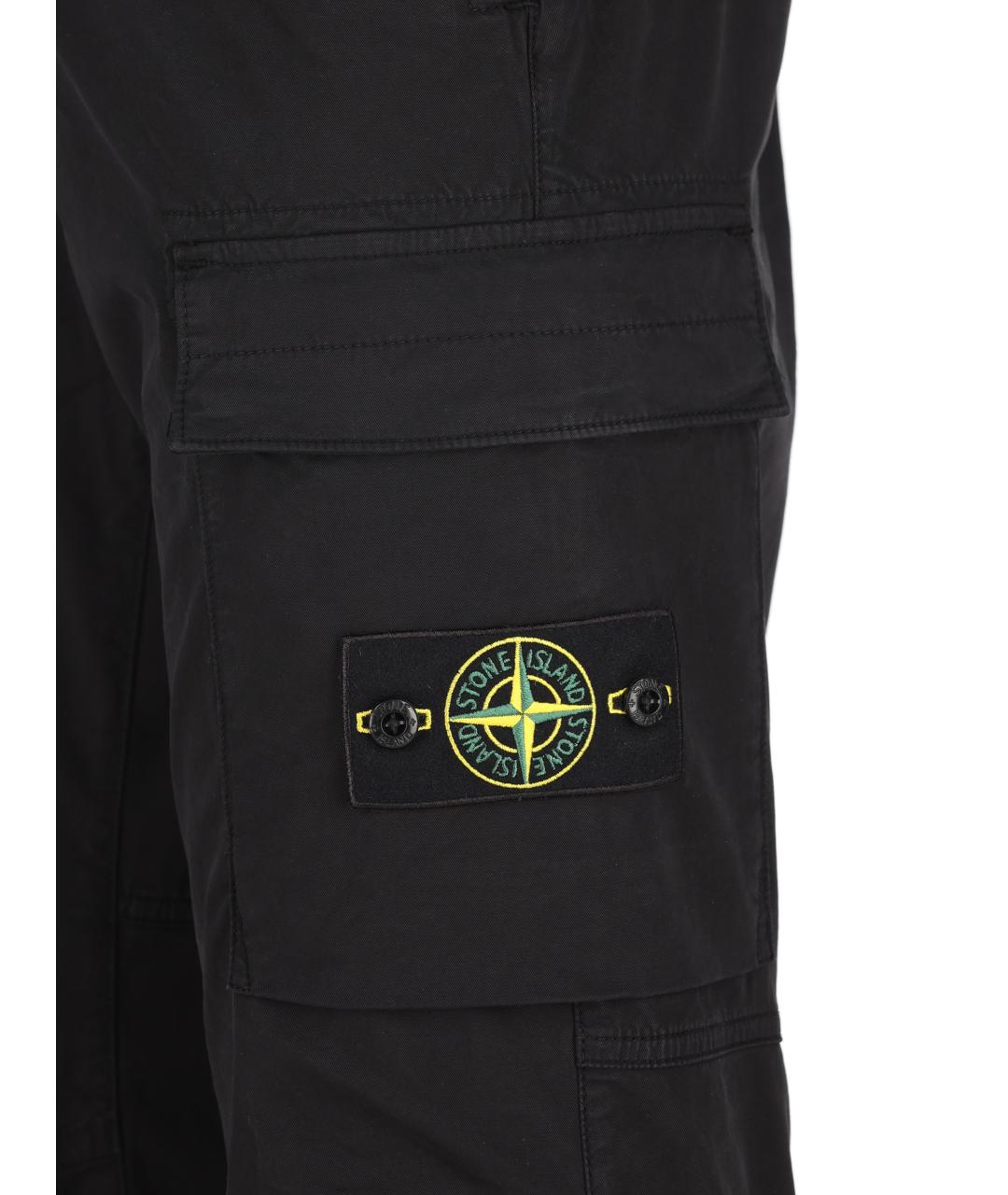 STONE ISLAND Черные хлопковые повседневные брюки, фото 3