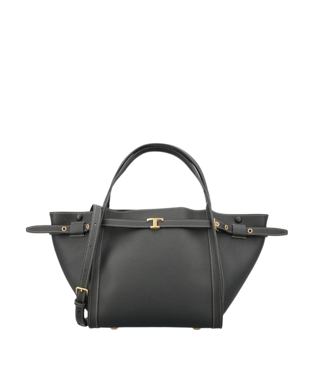 TOD'S Черная кожаная сумка тоут, фото 1