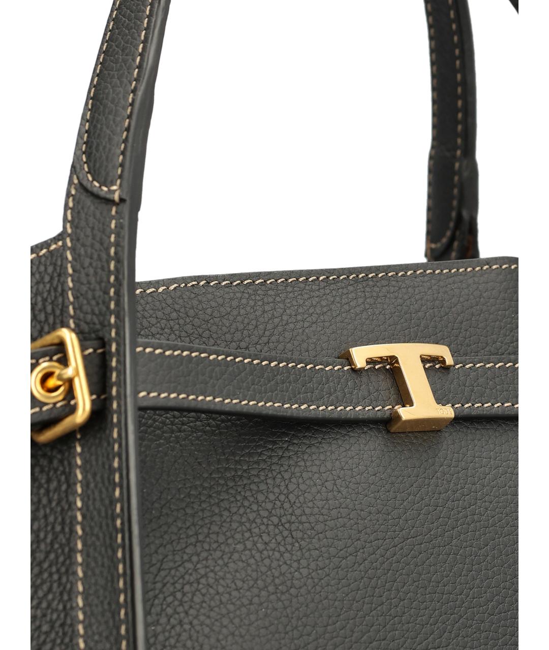 TOD'S Черная кожаная сумка тоут, фото 4