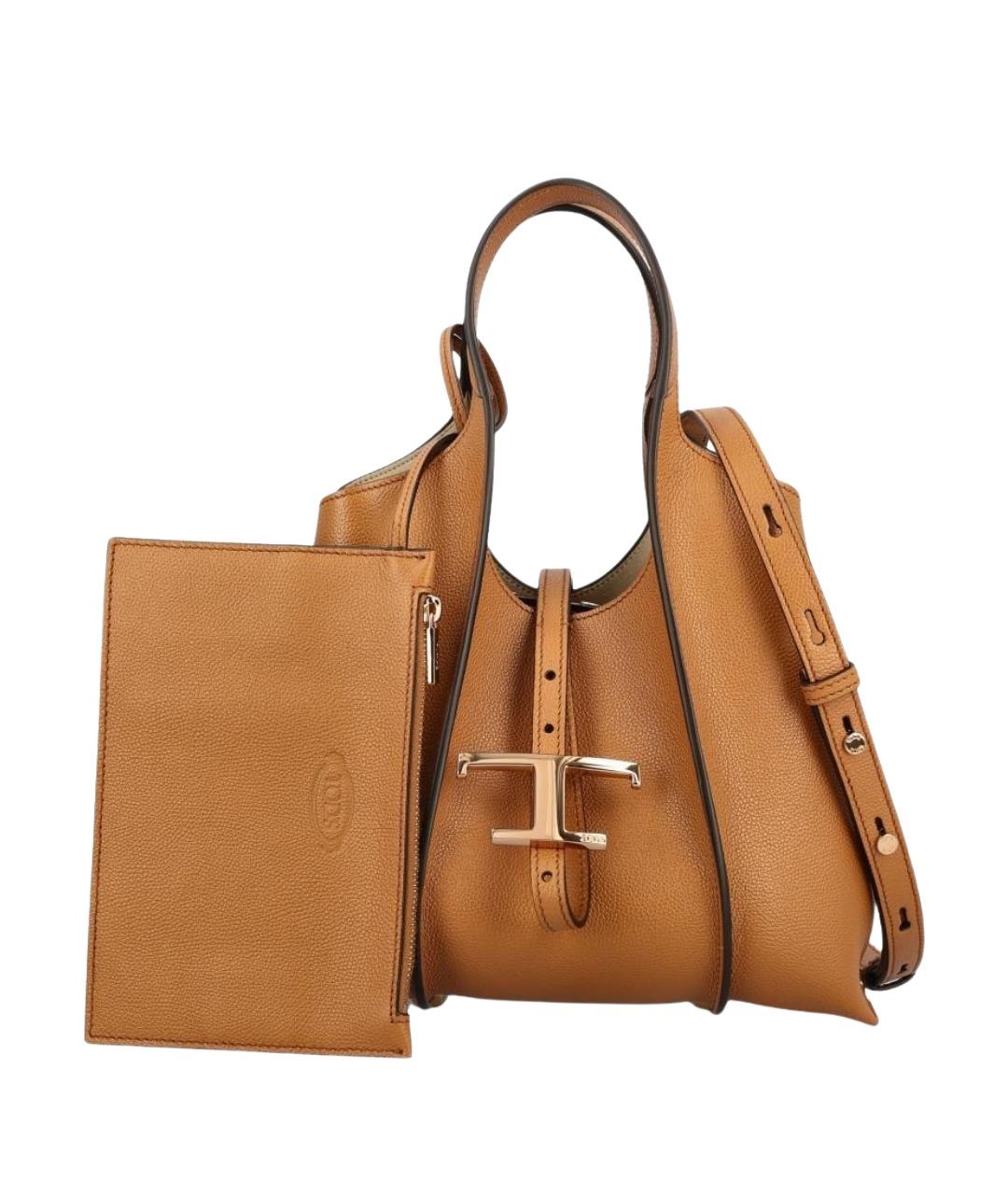 TOD'S Бежевая кожаная сумка тоут, фото 1