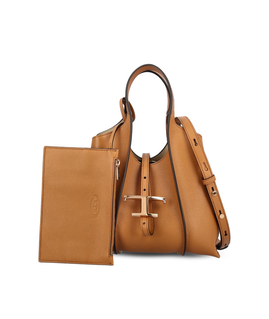 TOD'S Бежевая кожаная сумка тоут, фото 5