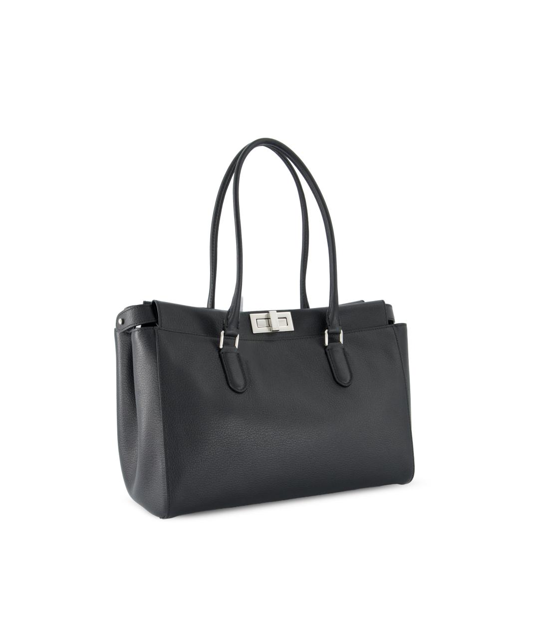FENDI Черная кожаная сумка тоут, фото 3
