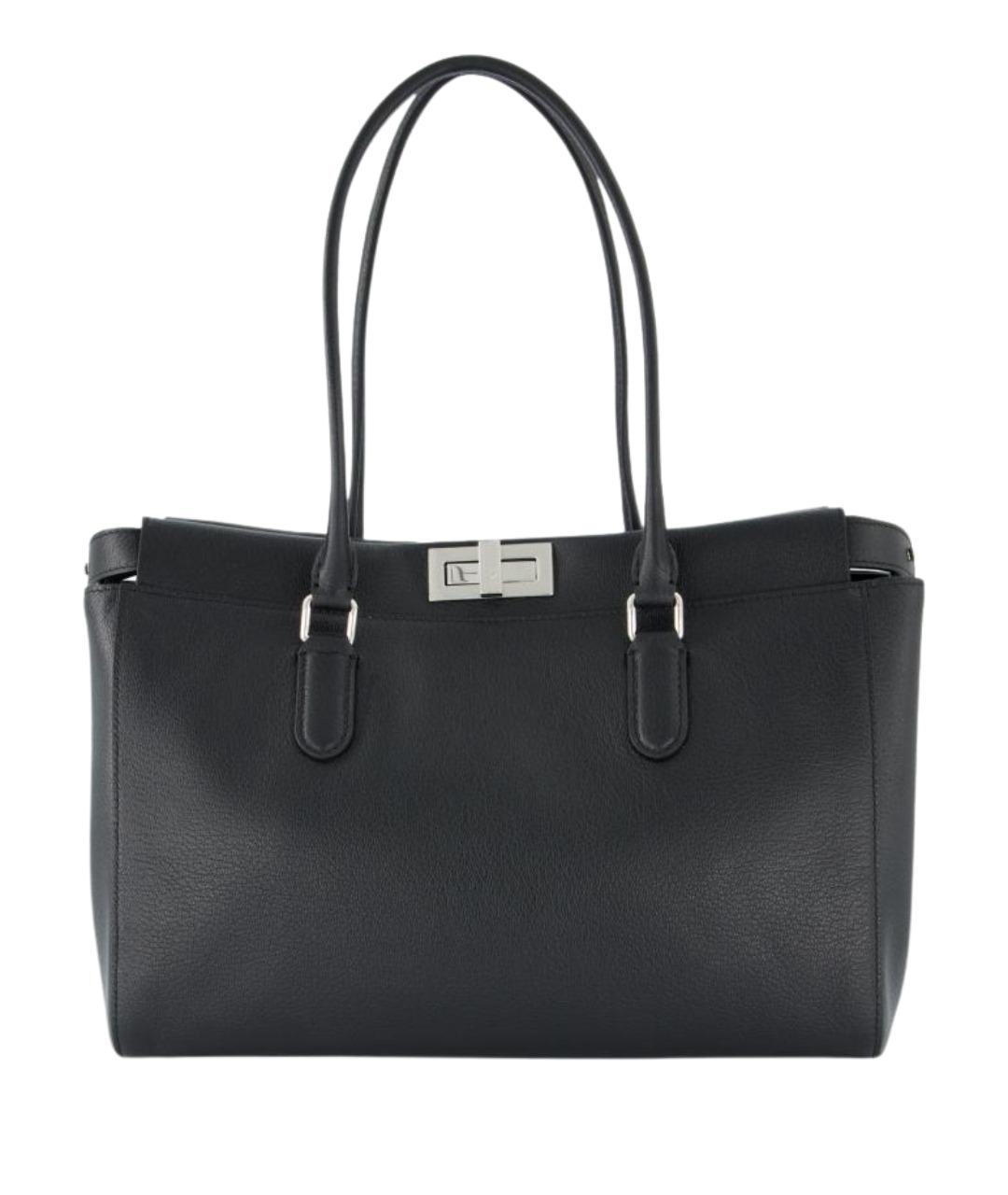 FENDI Черная кожаная сумка тоут, фото 1